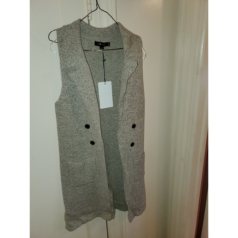 Love tree long Gray cardigan vest